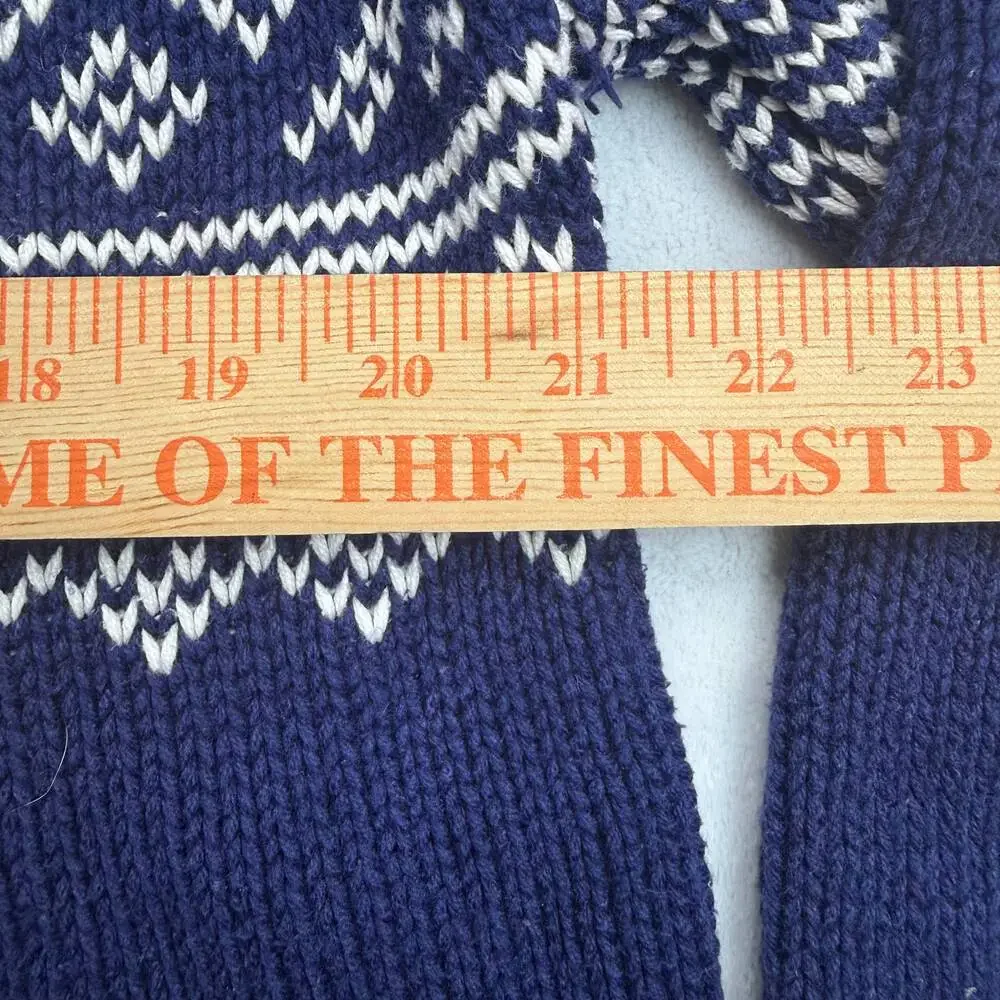 Eddie Bauer Women's Sweater Navy Blue Size M Fair Isle Cotton Roll Neck Vintage_3